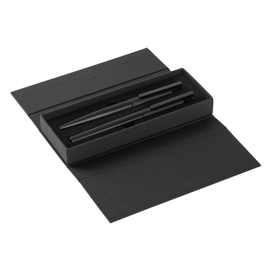 HELIA, metalna hemijska i roler olovka u setu, crna - Crna