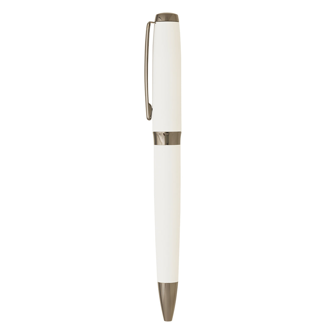 ARES SOFT, metalna hemijska olovka u papirnoj tubi, bela