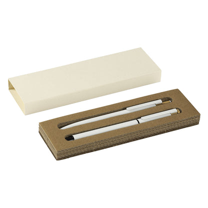 PRISMA, metalna hemijska i roler olovka u setu, bela - Bela