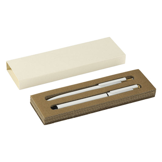 PRISMA, metalna hemijska i roler olovka u setu, bela - Bela