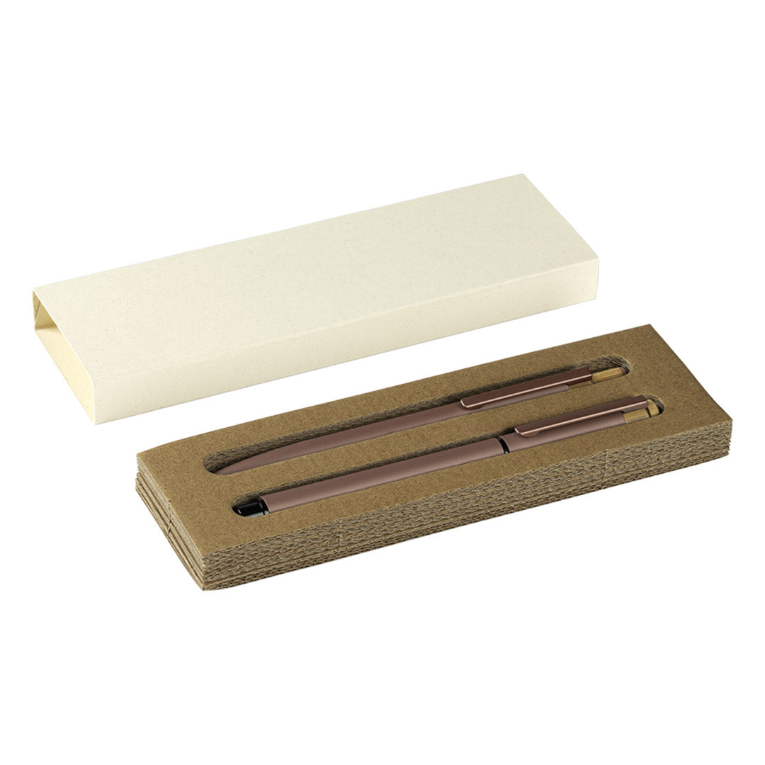 PRISMA, metalna hemijska i roler olovka u setu, roze zlatna - Zlatna