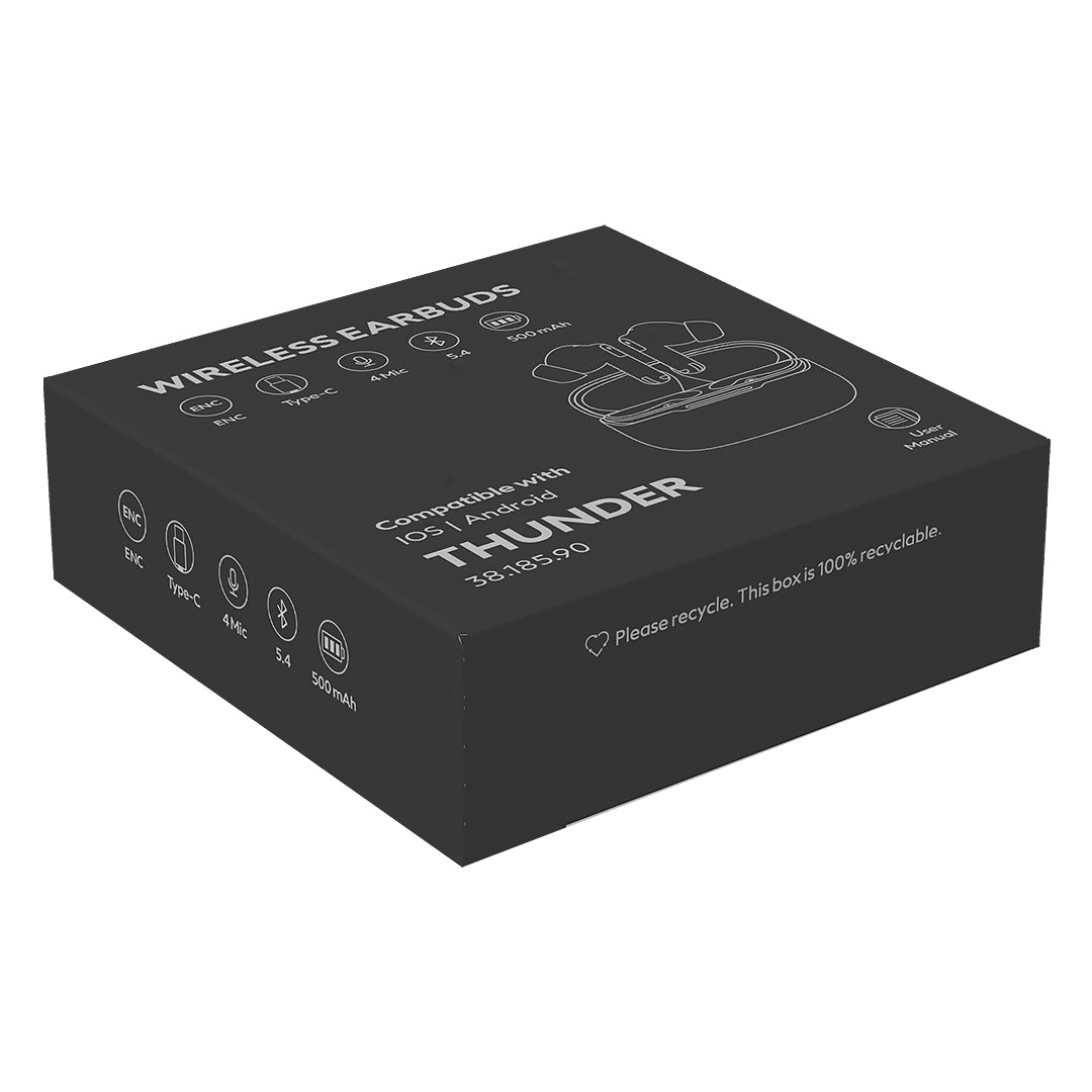 THUNDER, bežične stereo slušalice, bele