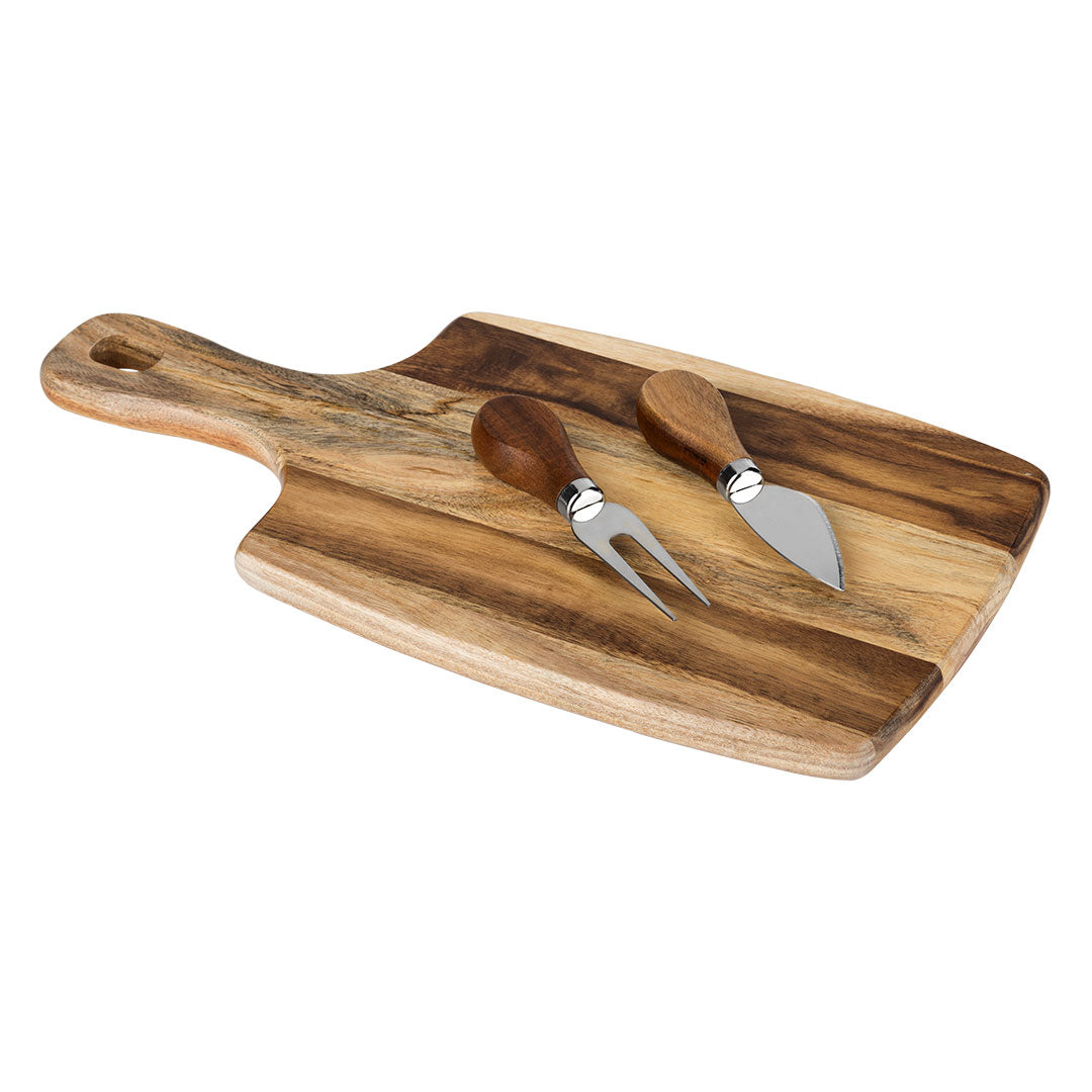 PARMA, set drvena daska i pribor za sir sa drvenom drškom, 3/1, bež