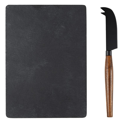 UMAMI, set kamena ploča i nož za sir sa drvenom drškom, 2/1, braon