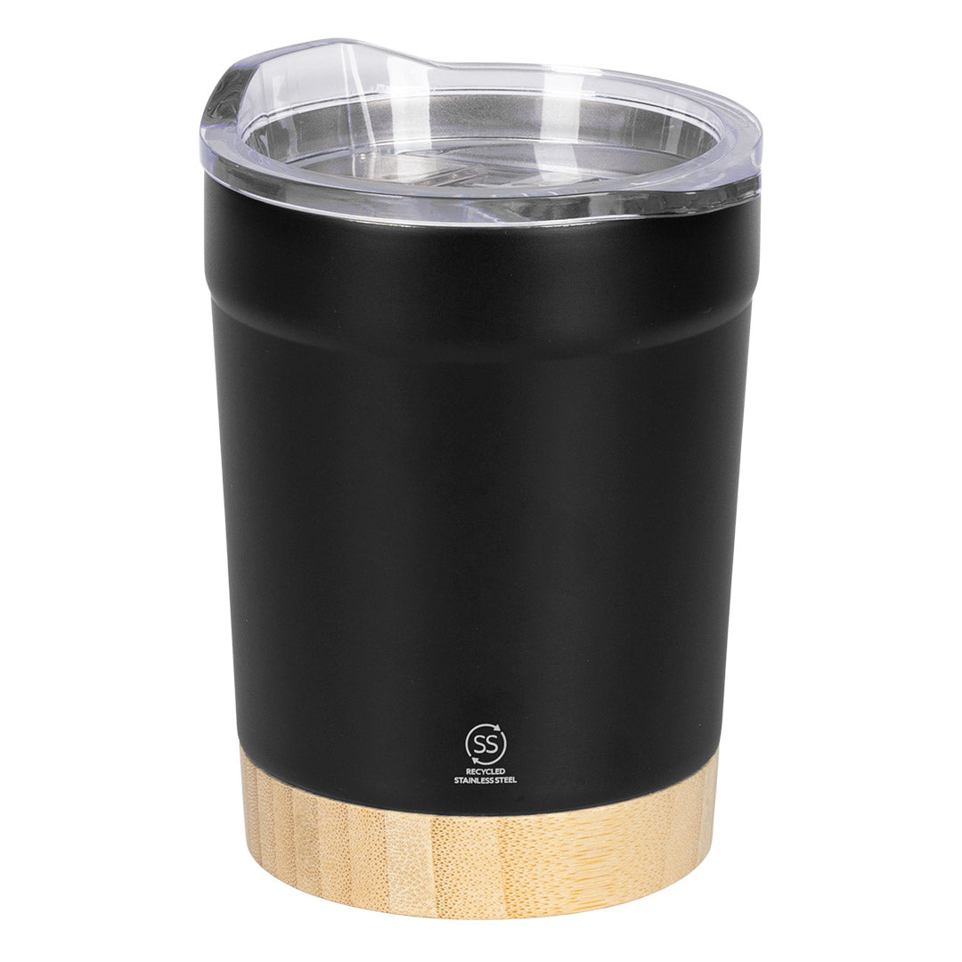 ASTRID, termos šolja sa dnom od bambusa, 300 ml, crna - Crna