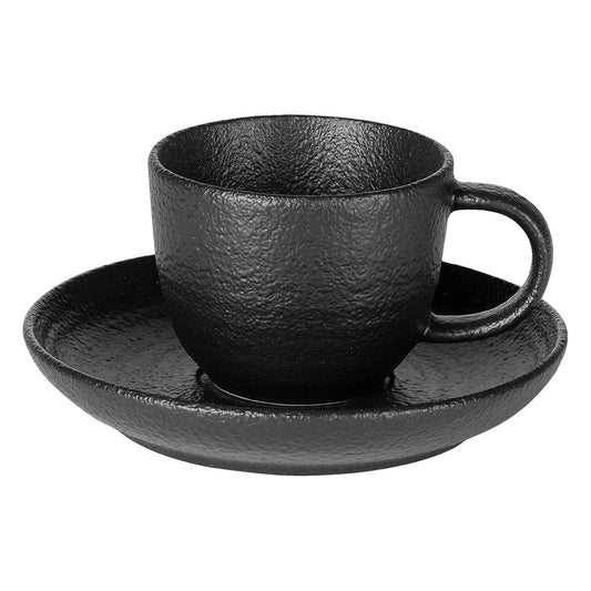 TRIBECA MINI, set od dve keramičke šolje za espresso sa tacnama, 2 x 90 ml, crni - Crna
