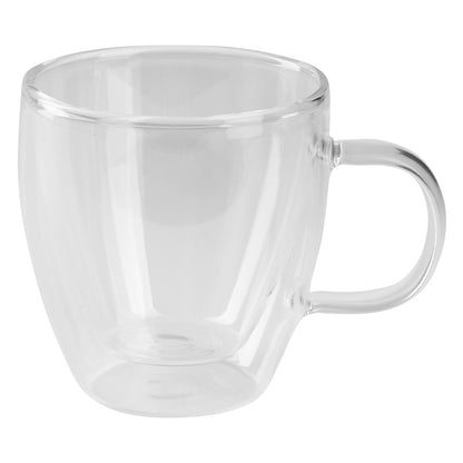 PIGNA MIDI, set od dve staklene šolje sa tacnama za cappuccino sa dvostrukim zidom, 2 x 150 ml, transparentni