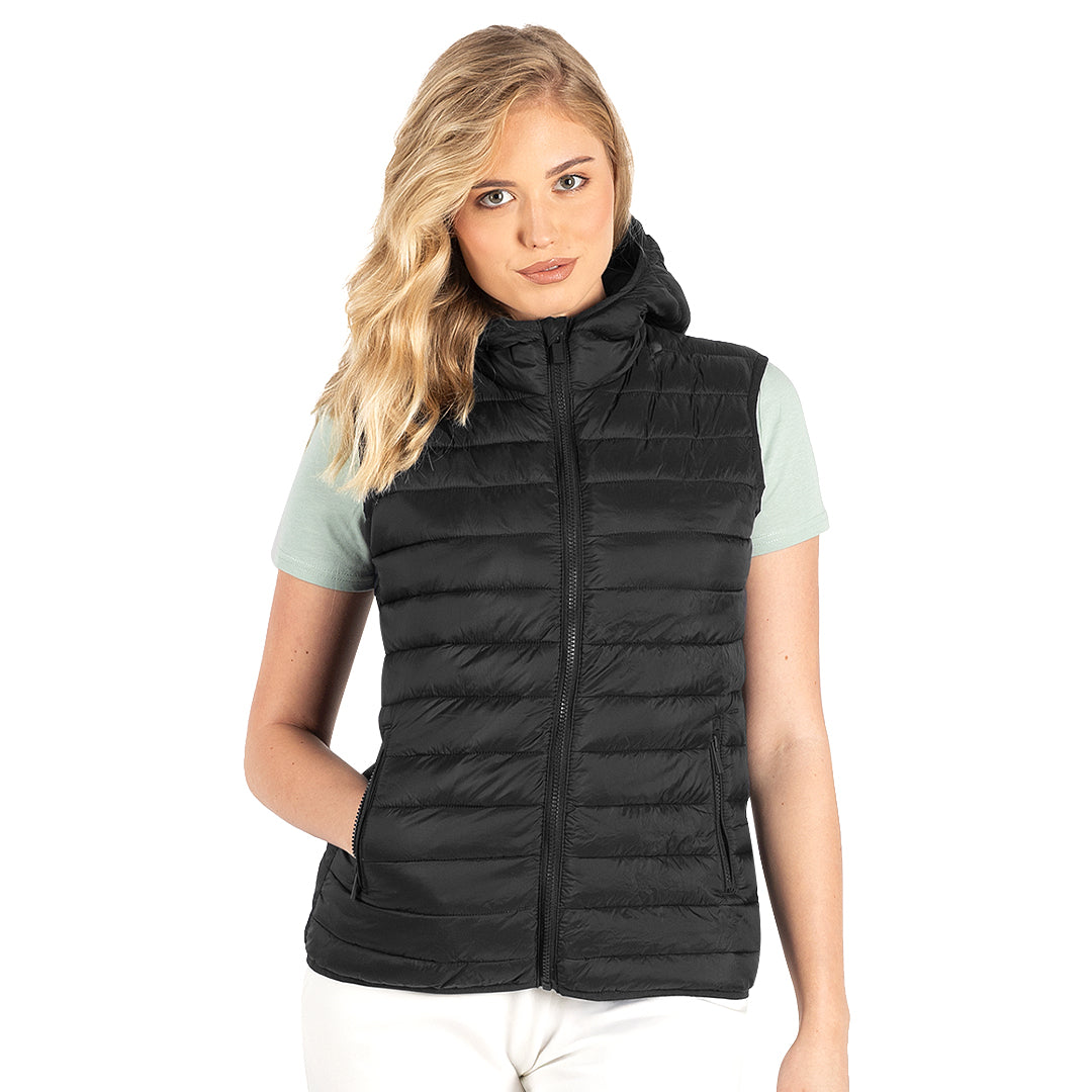 LIBERTY HOOD VEST WOMEN, ženski prsluk sa kapuljačom, crni - Crna
