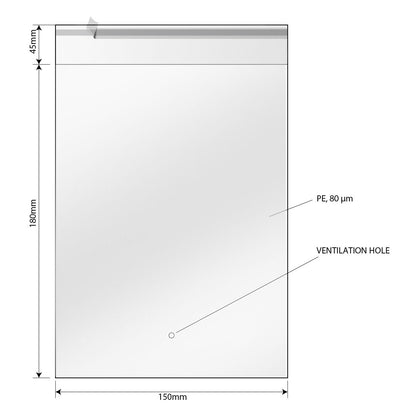 POLY BAG 15 x 18, kesa za pakovanje pure krpice, 100 kom, transparentni